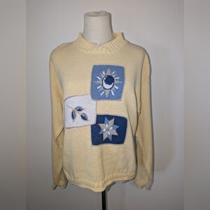Christopher & Banks Yellow Sweater with Blue Accents